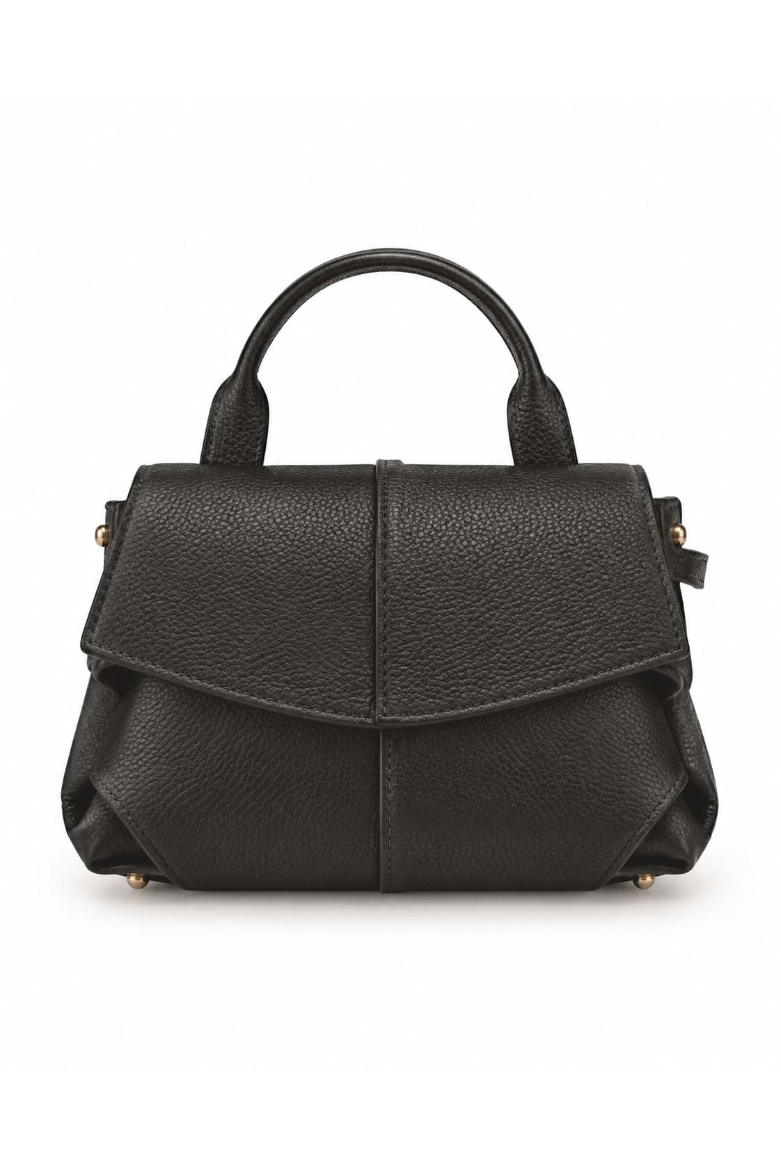 Bolso pequeño con solapa negro, foto de producto de frente 1