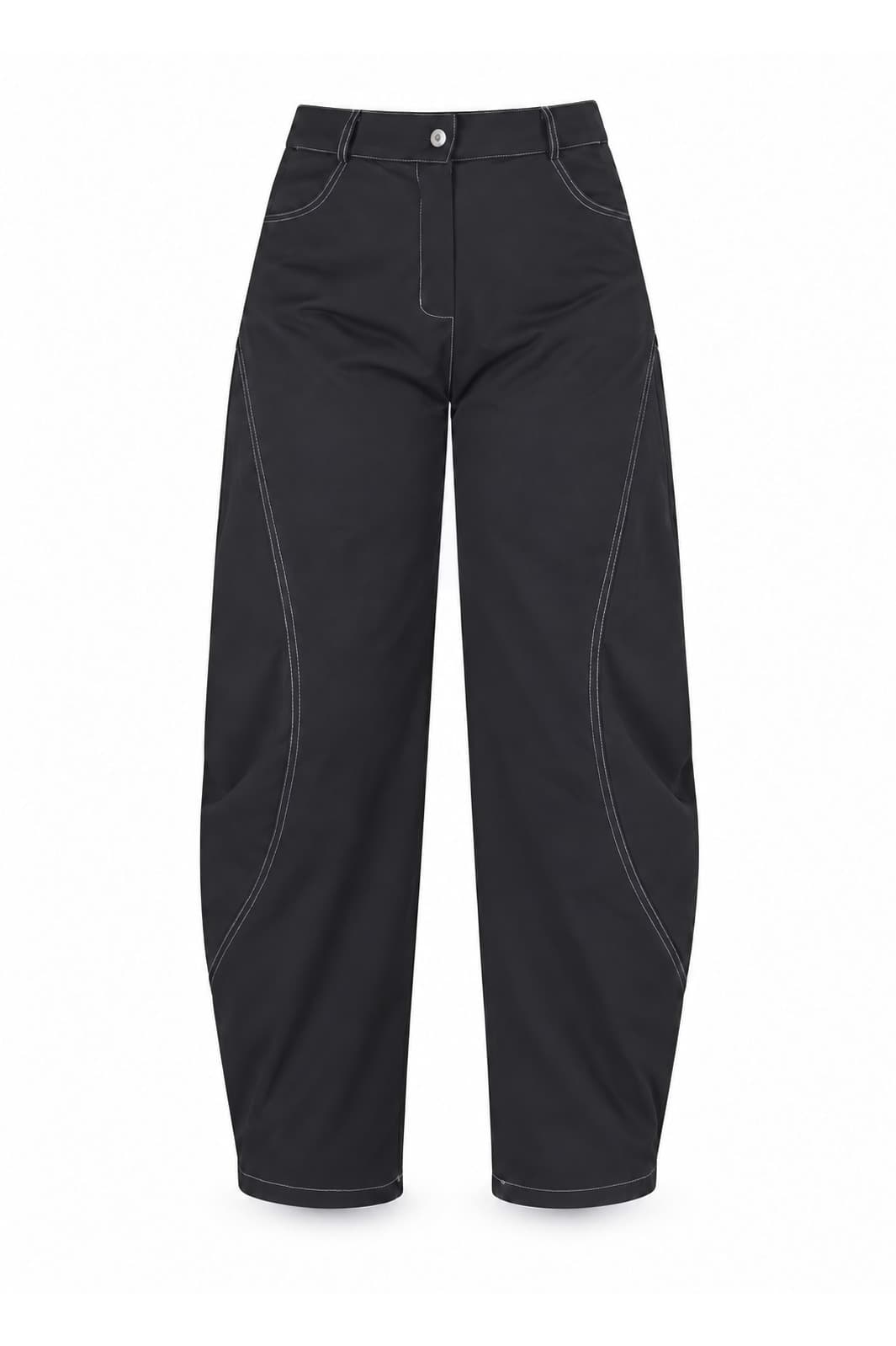 Pantalón amplio pespuntes negro, foto de producto de frente 1