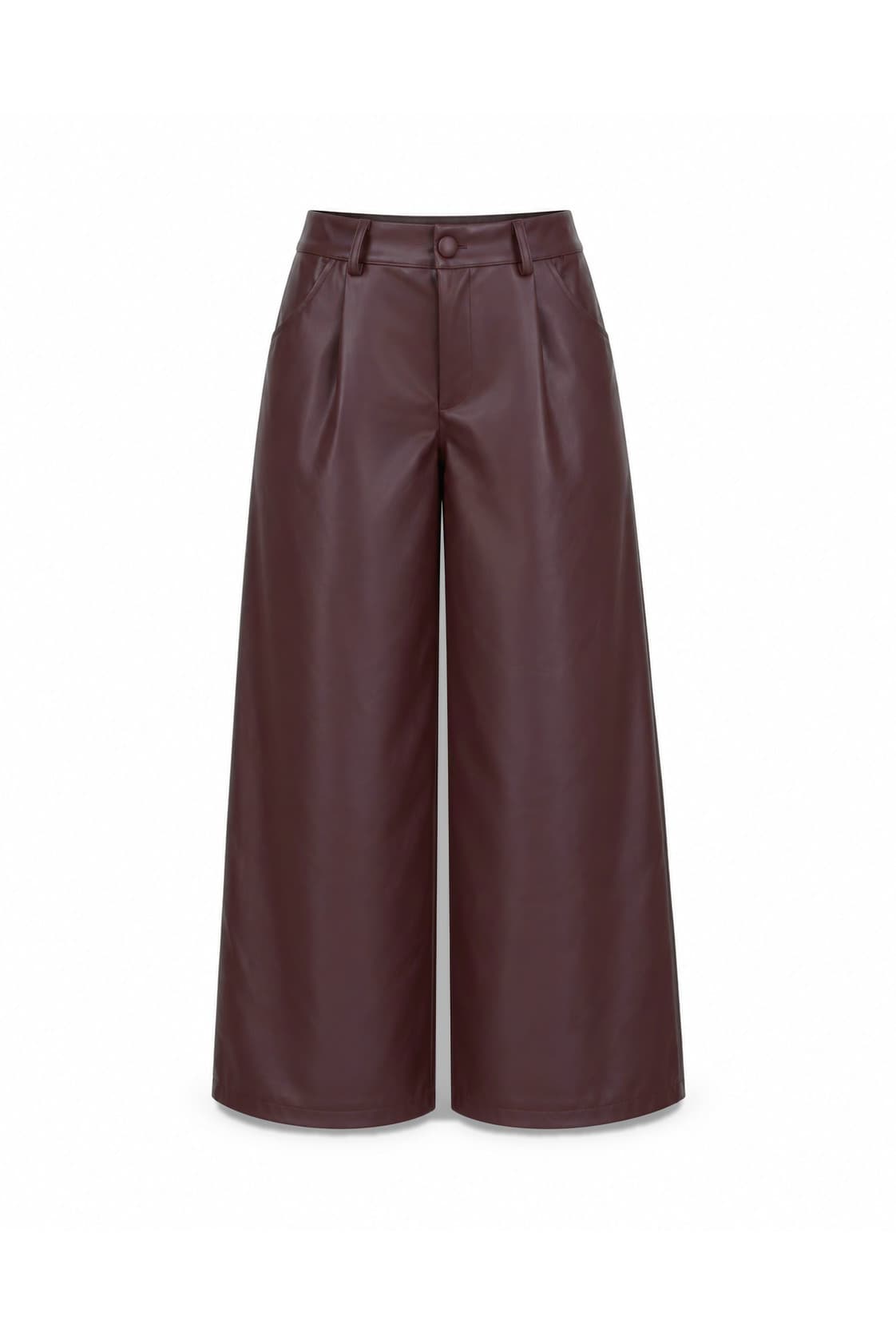 Pantalón culotte efecto piel granate, foto de producto de frente 1