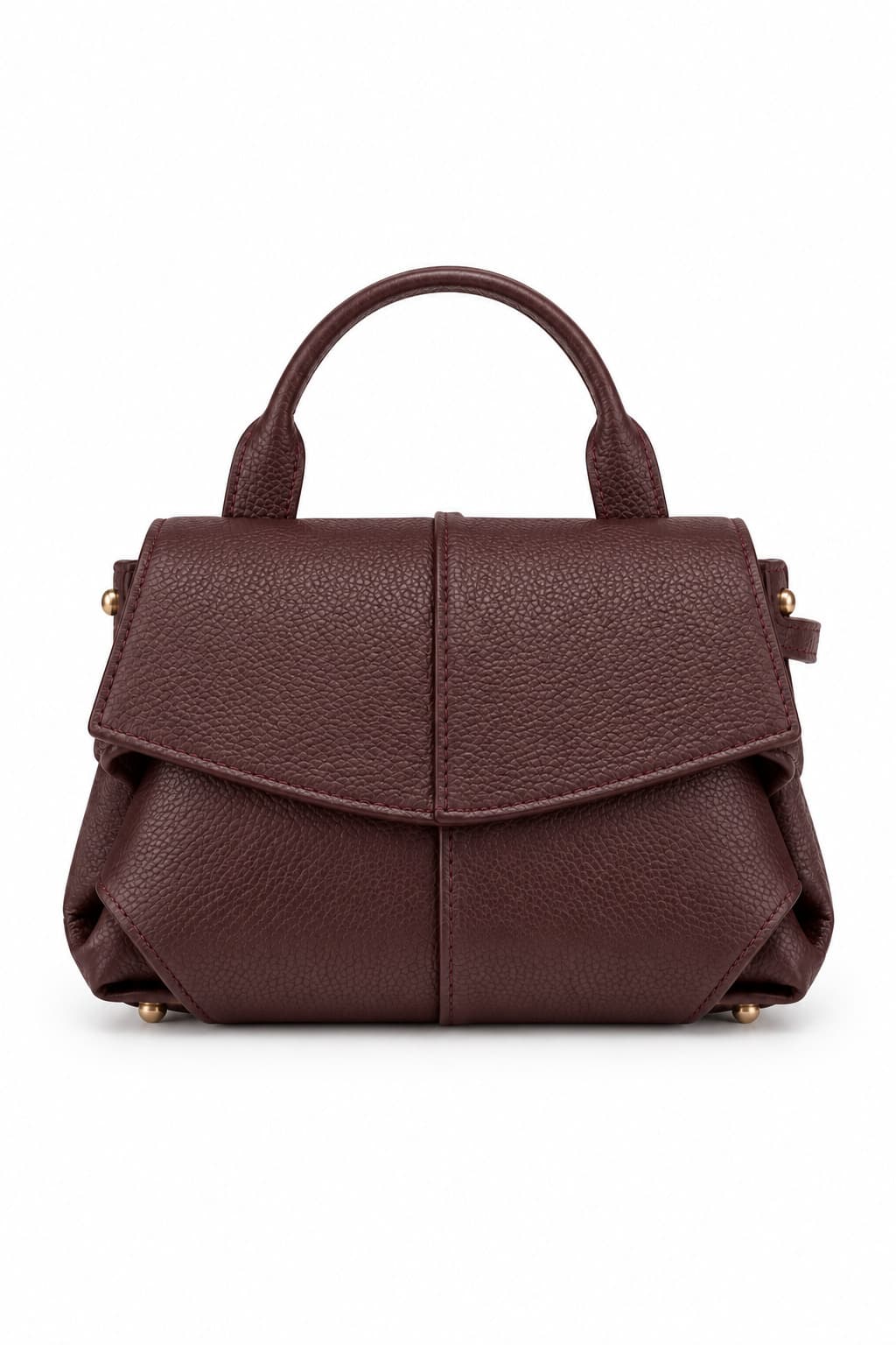 Bolso pequeño con solapa granate, foto de producto de frente 1