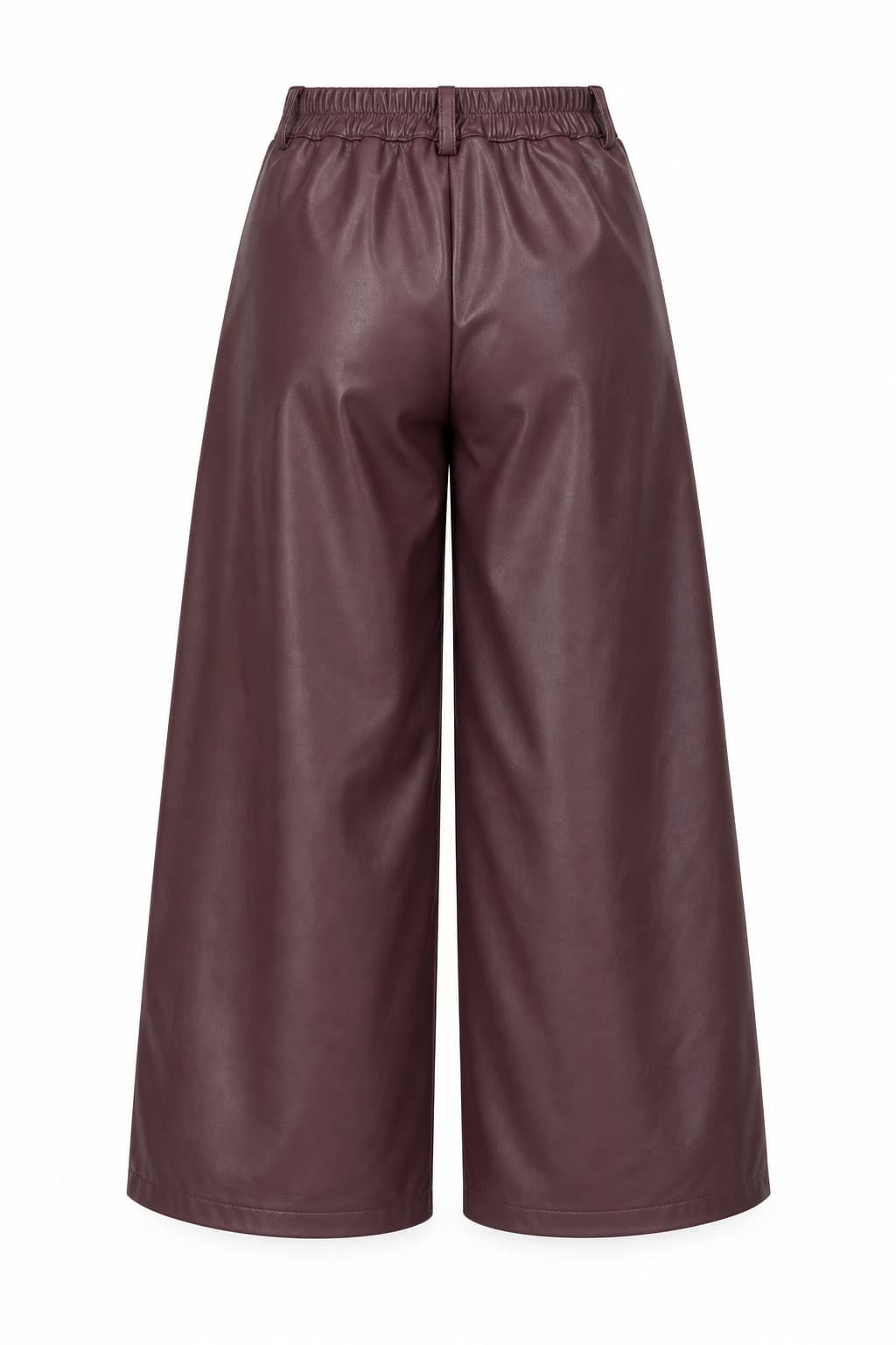 Pantalón culotte efecto piel granate, foto de producto de espalda 1
