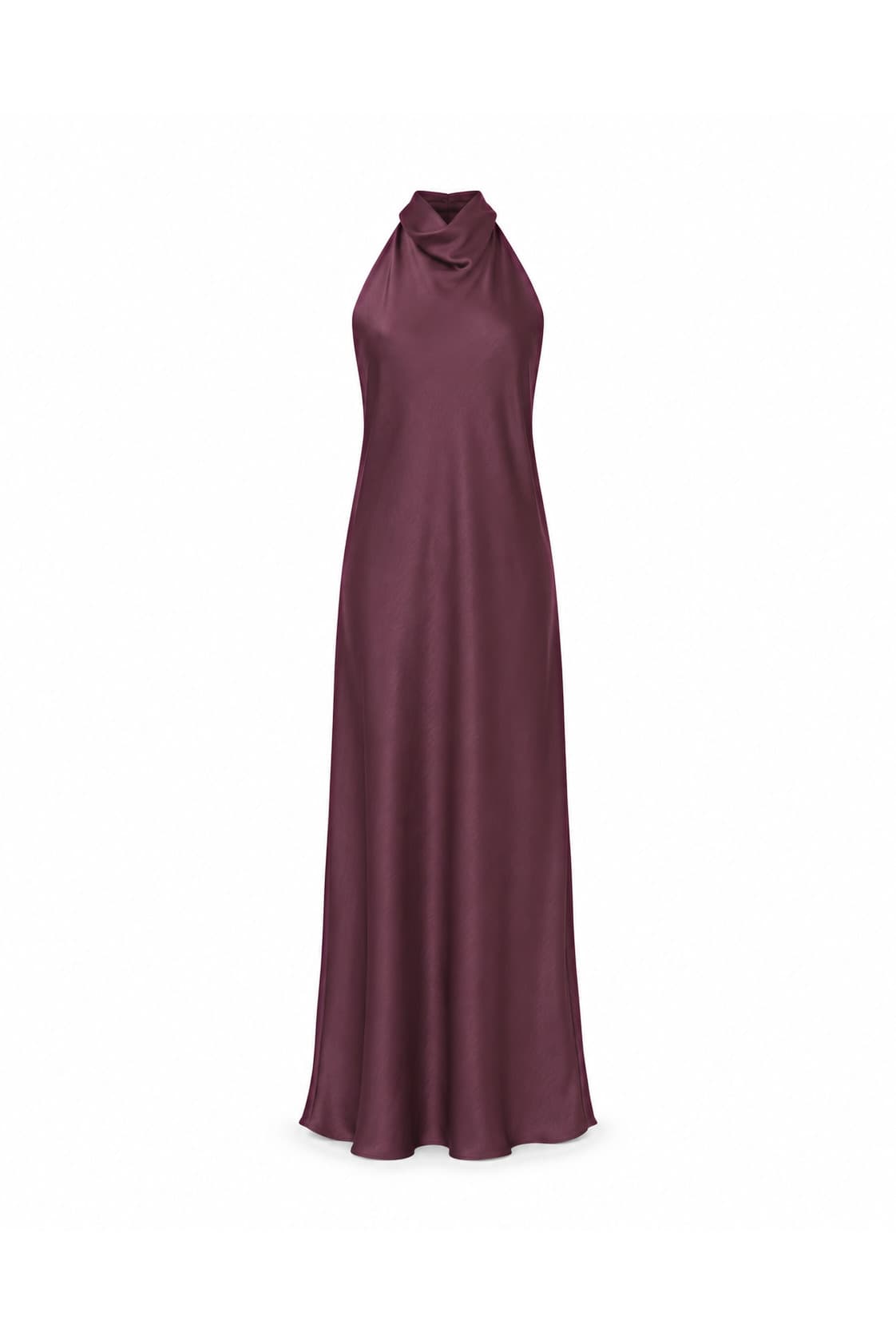Vestido satinado granate, foto de producto de frente 1