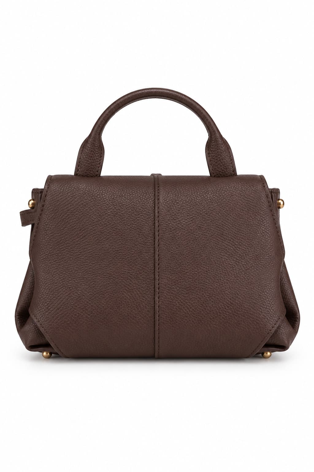 Bolso pequeño con solapa marrón, foto de producto de espalda 1