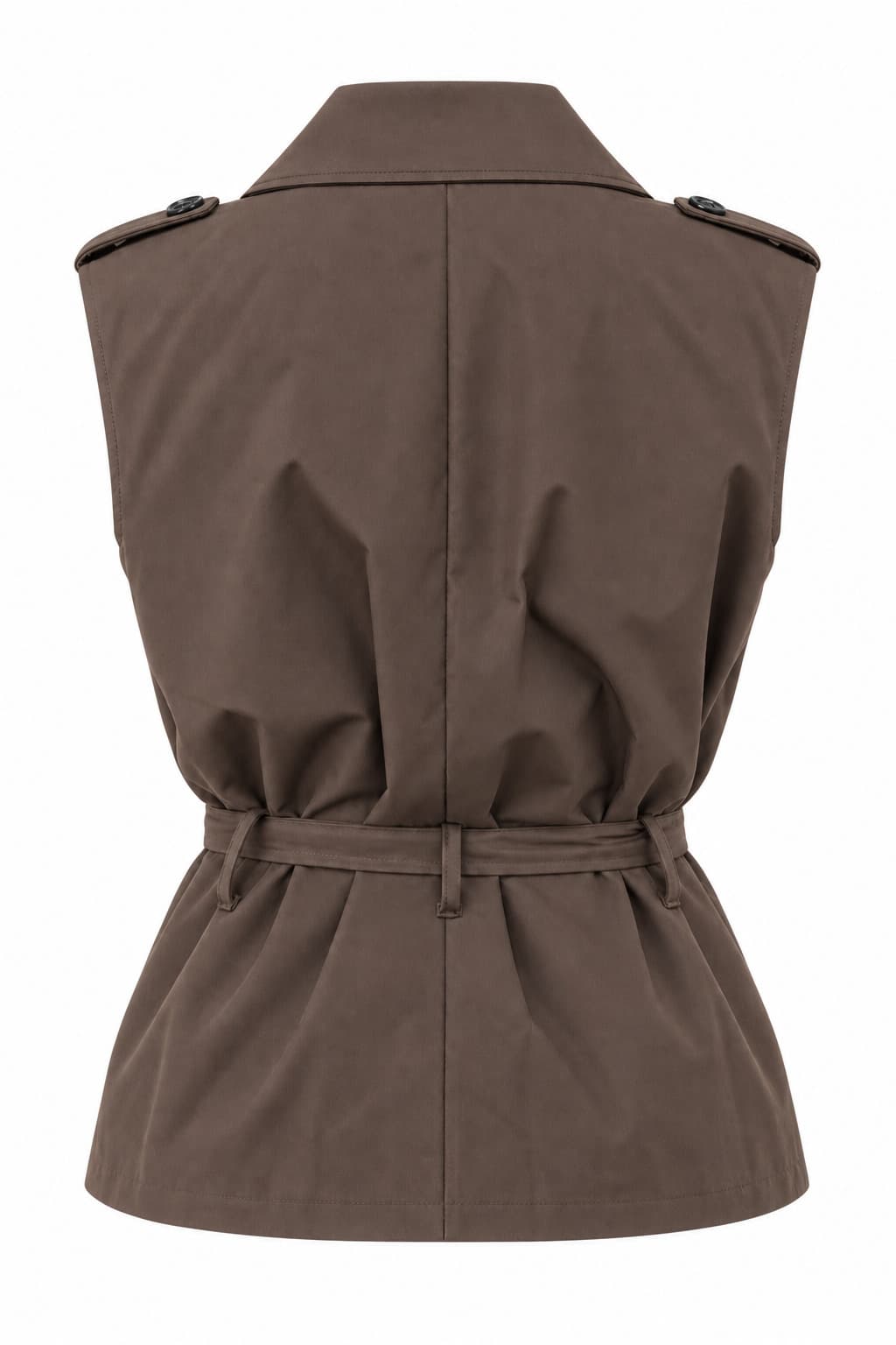 Chaleco con lazada taupe, foto de producto de espalda 1