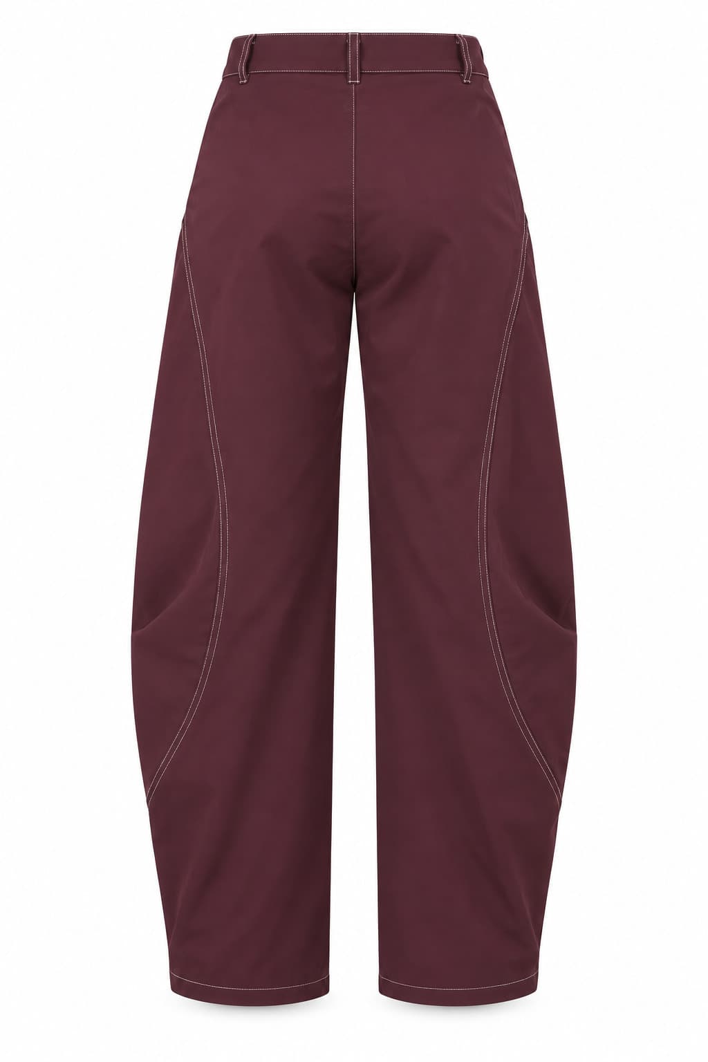 Pantalón amplio pespuntes granate, foto de producto de espalda 1