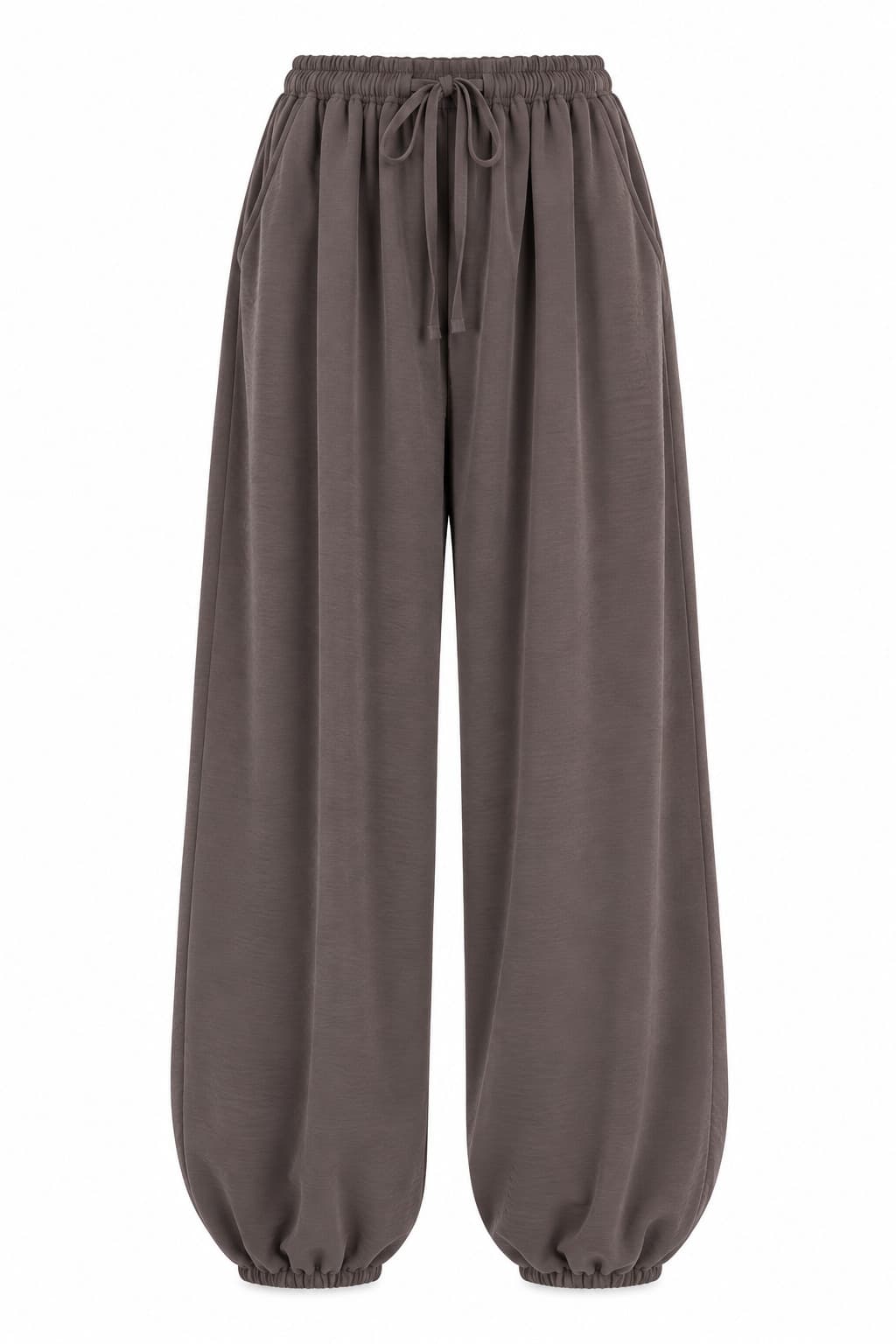 Pantalón balloon marrón cordón, foto de producto de frente 1