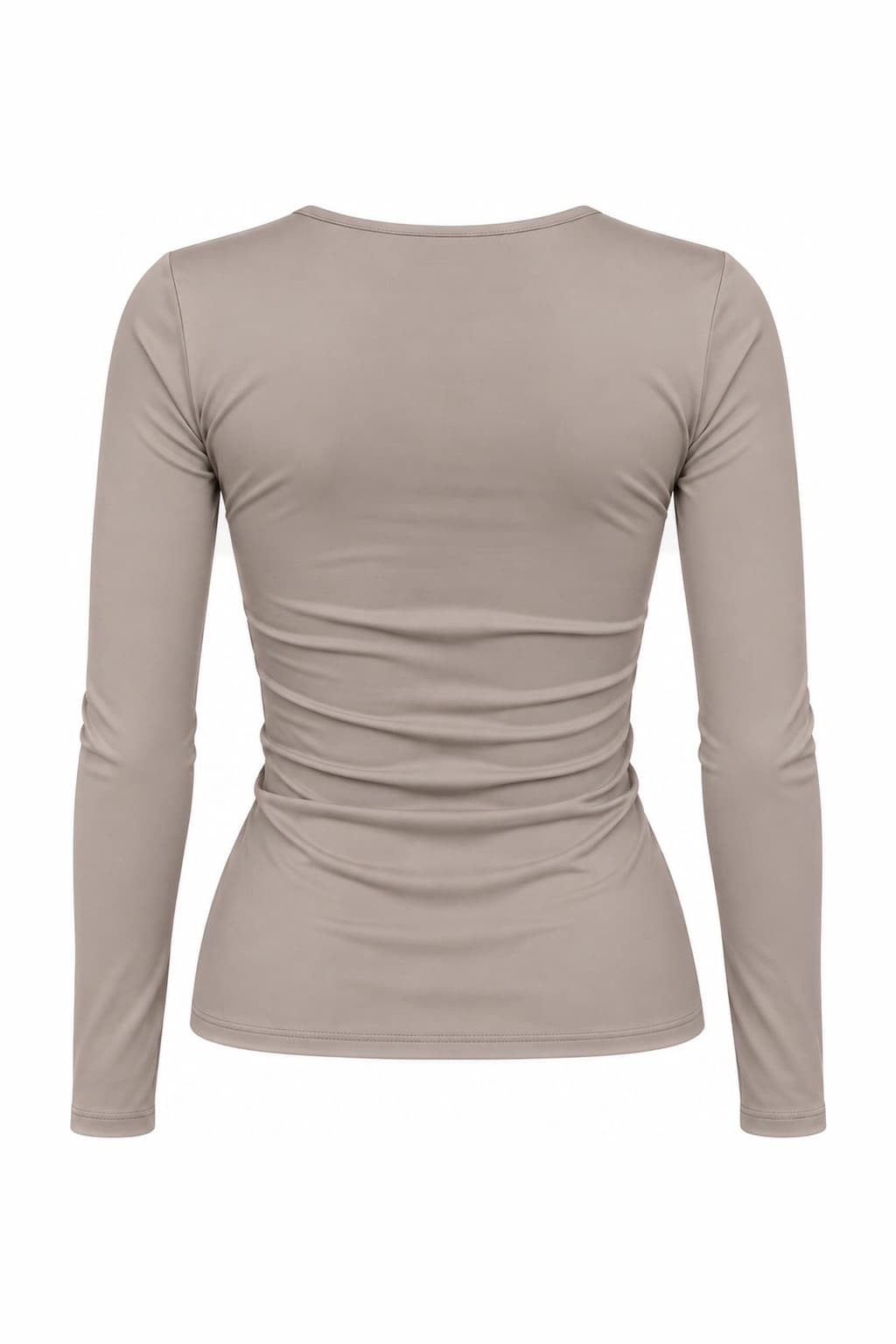 Camiseta escote en U taupe, foto de producto de espalda 1