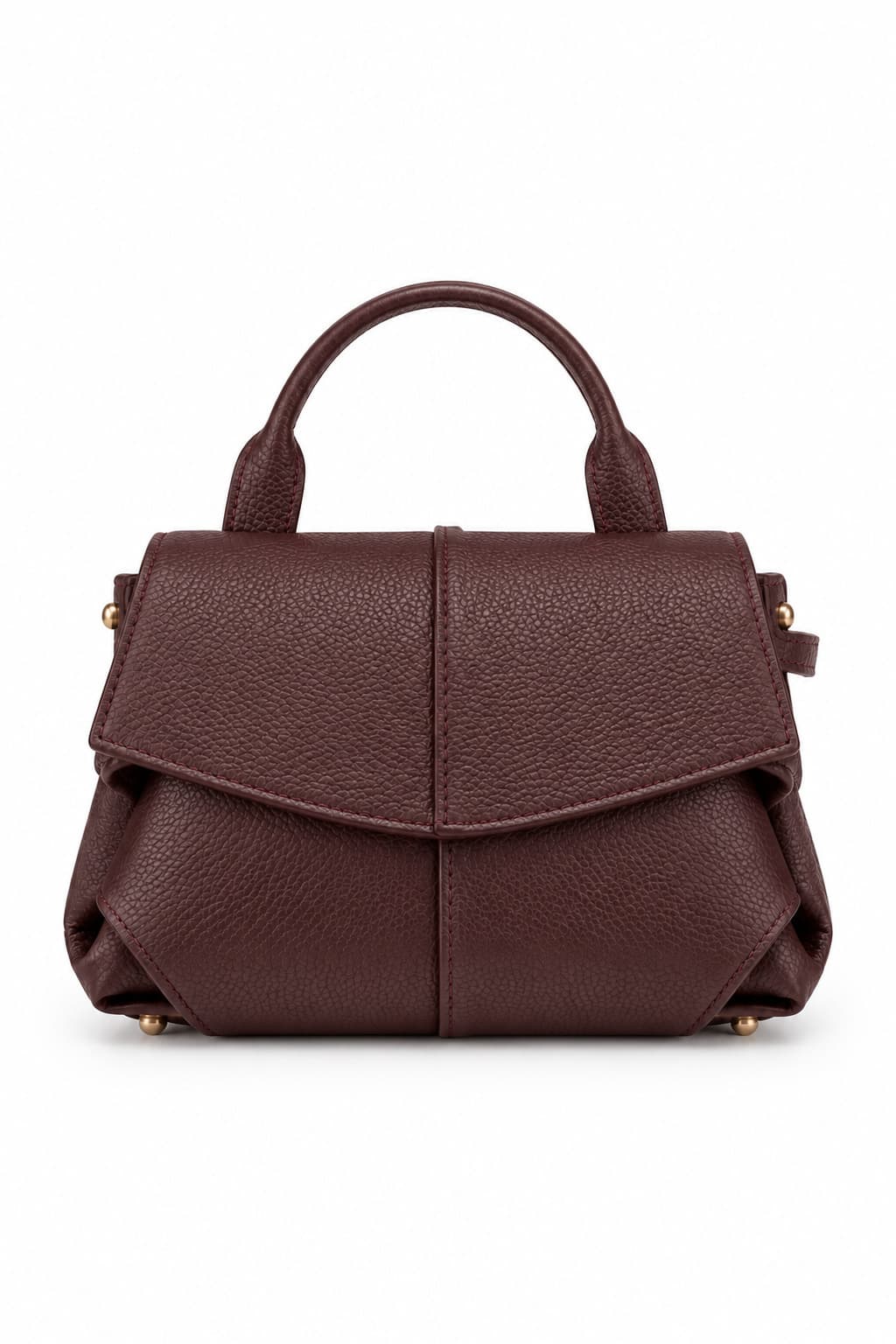 Bolso pequeño con solapa granate, foto de producto de frente 1