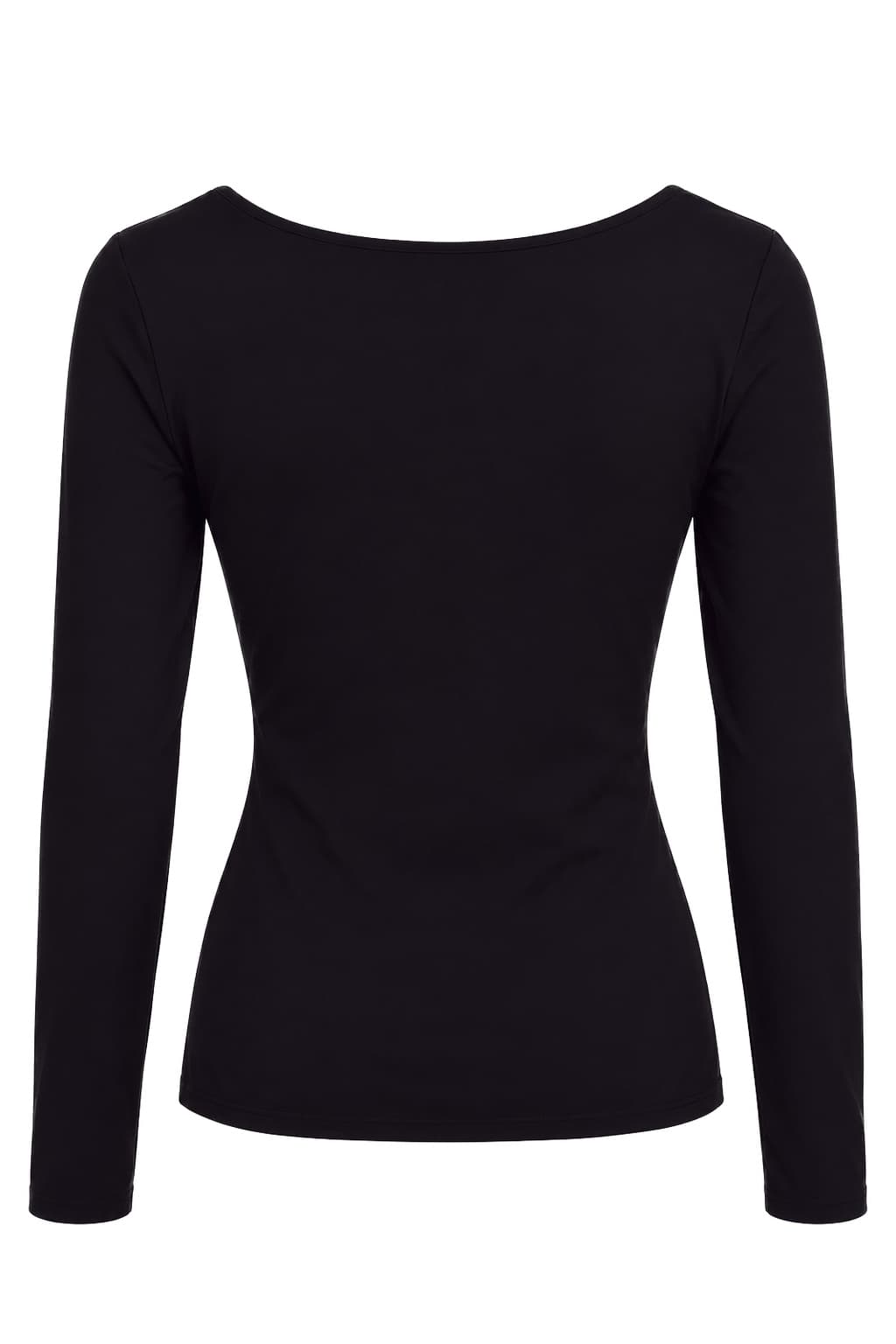Camiseta escote corazón Negro, foto de producto de espalda 1