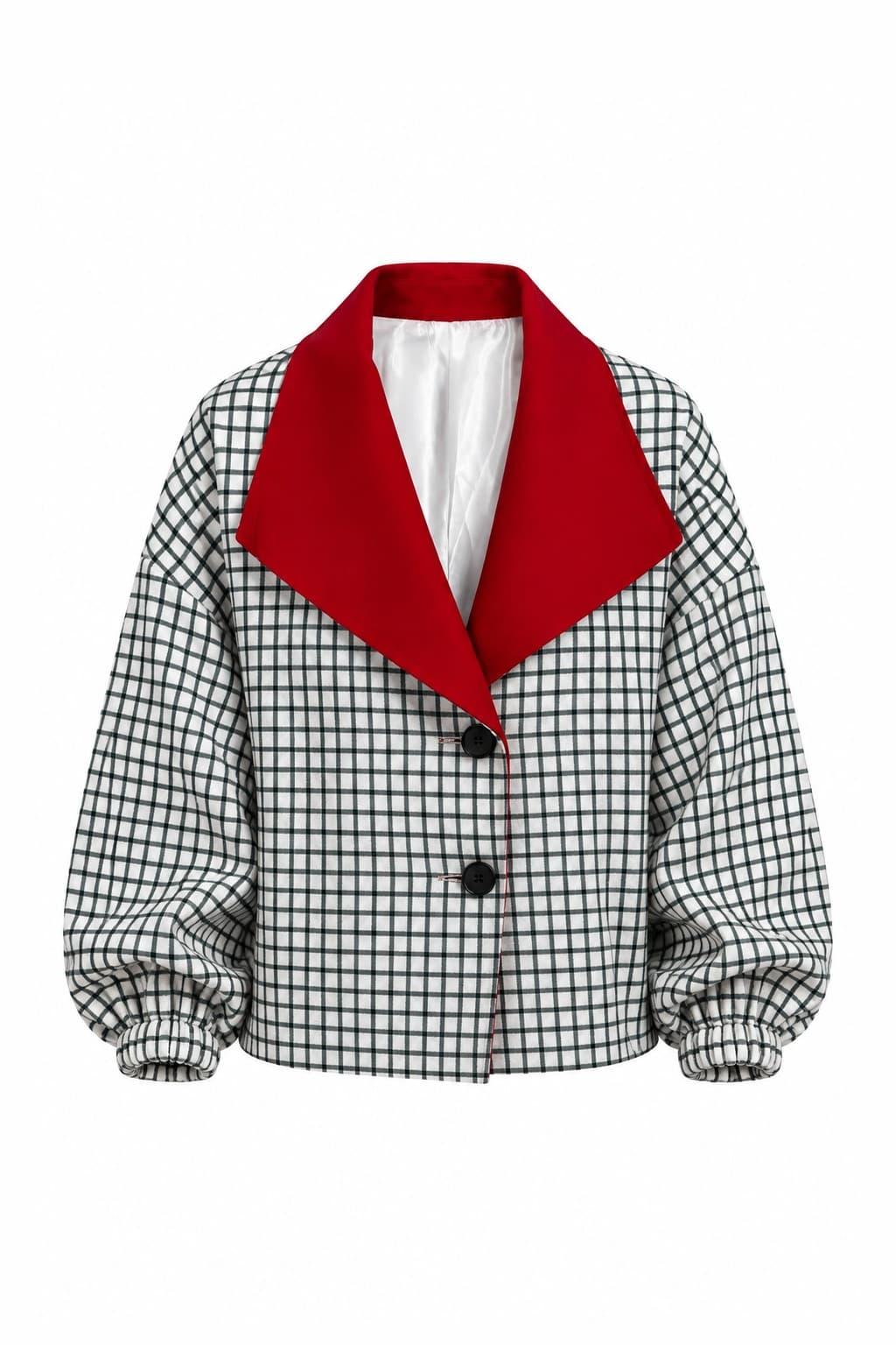Chaqueta de cuadros con solapa, foto de producto de frente 1