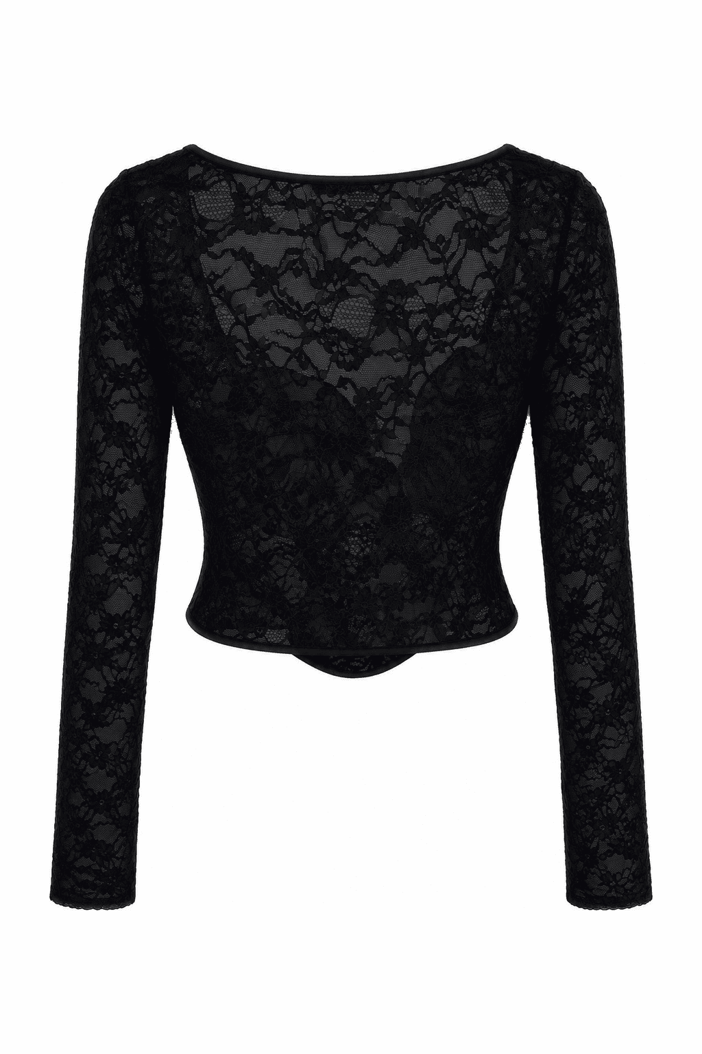 Corset de encaje manga larga negro, foto de producto de espalda 1