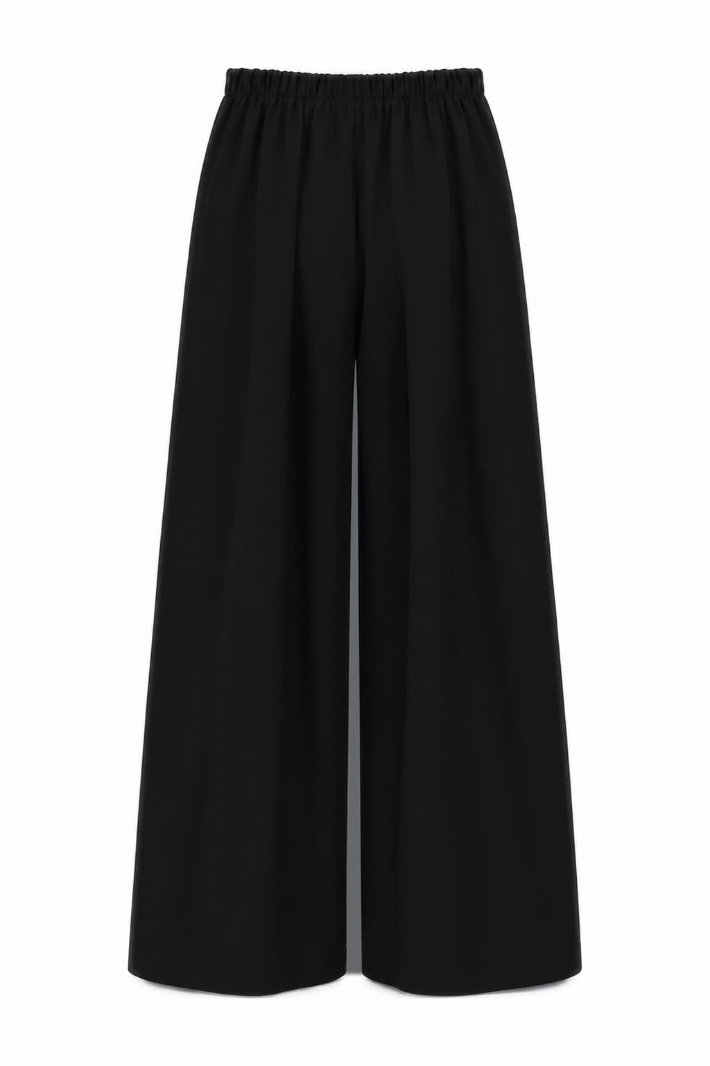Pantalón de cintura doblada negro, foto de producto de espalda 1