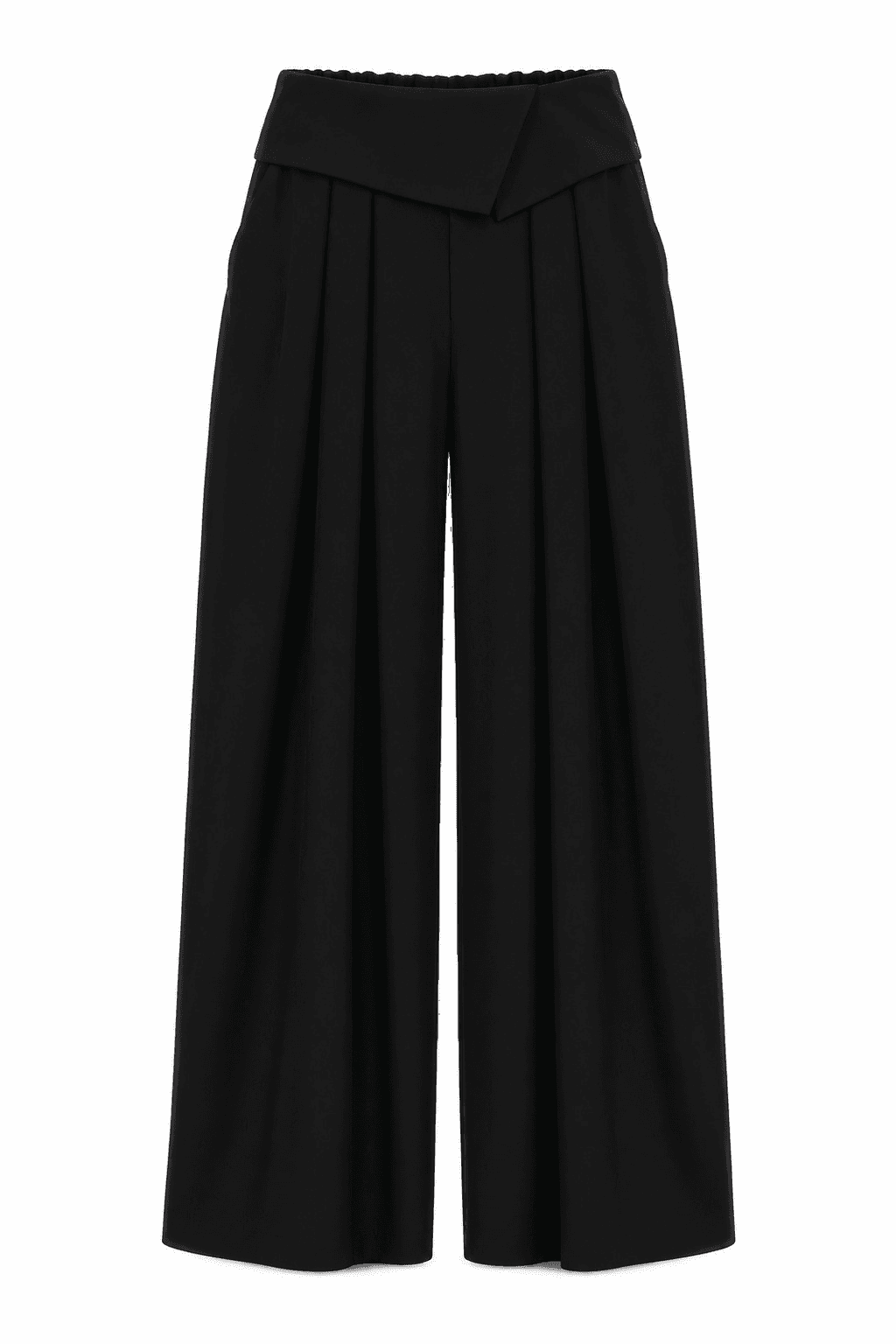 Pantalón de cintura doblada negro, foto de producto de frente 1